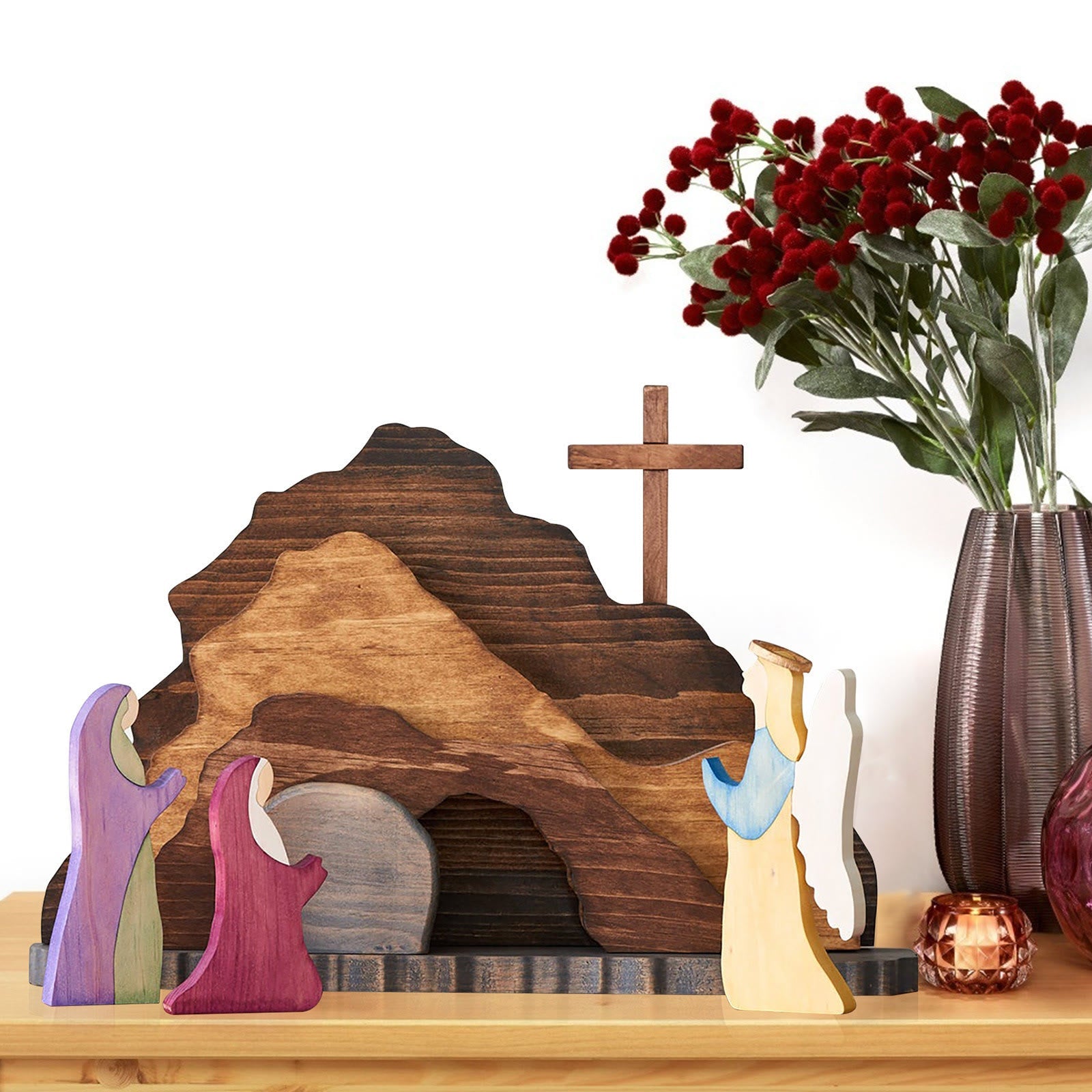 christiandiscipleshop Modern Style Colorful Crafted Blessed Resurrection Of Jesus Christ Wooden Ornaments