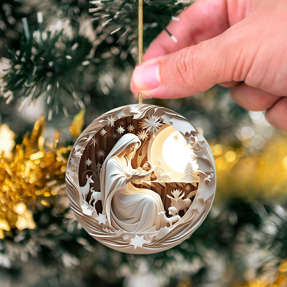 Christiandiscipleshop Sculptural Style Nativity Christmas Hanging Ornaments A