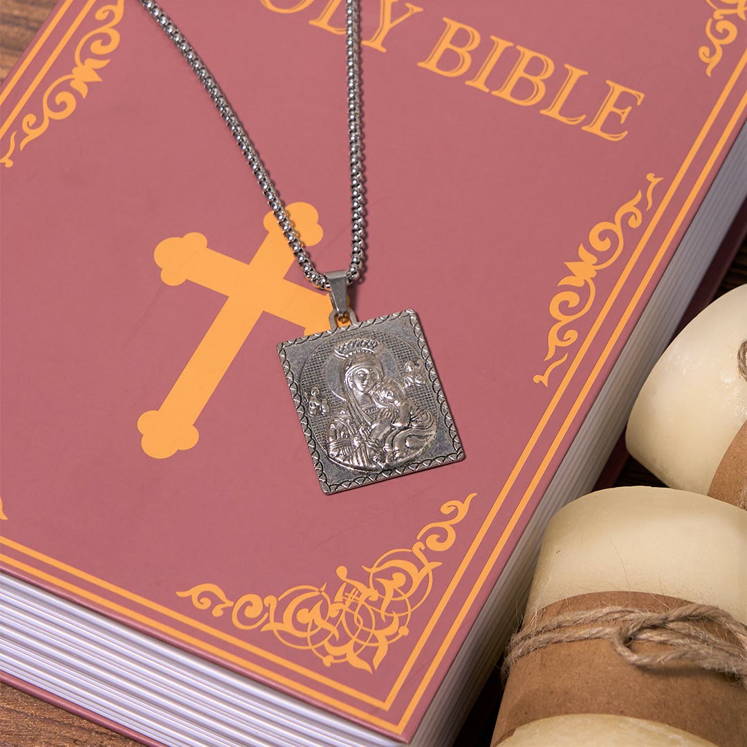 Christiandiscipleshop Classic Style Jesus & Mary Madonna and Child Saint Medal Pendant Necklace