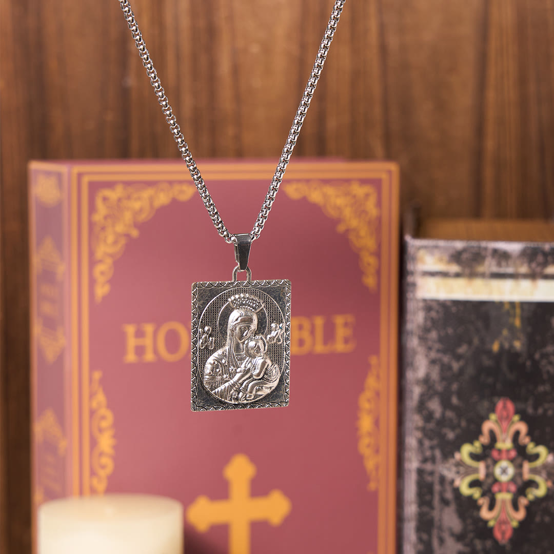 Christiandiscipleshop Classic Style Jesus & Mary Madonna and Child Saint Medal Pendant Necklace
