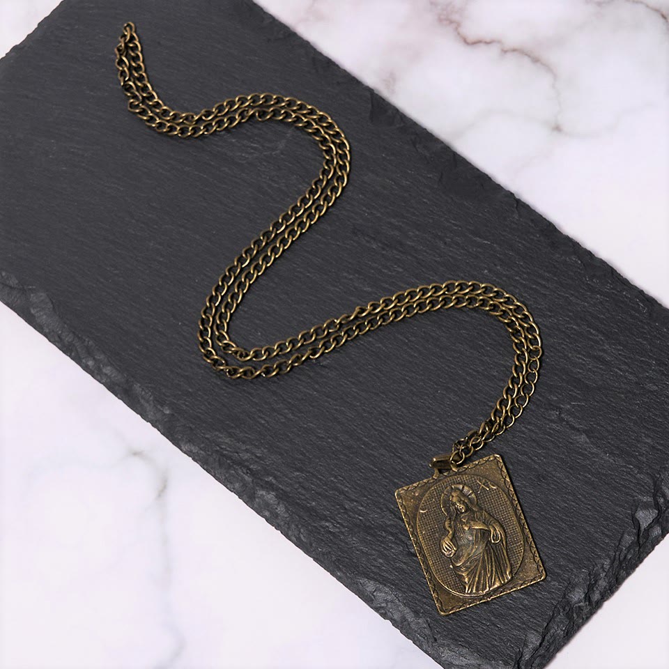 Christiandiscipleshop European Style Classical Bronze Sculptured Sacred Heart Cross Necklace