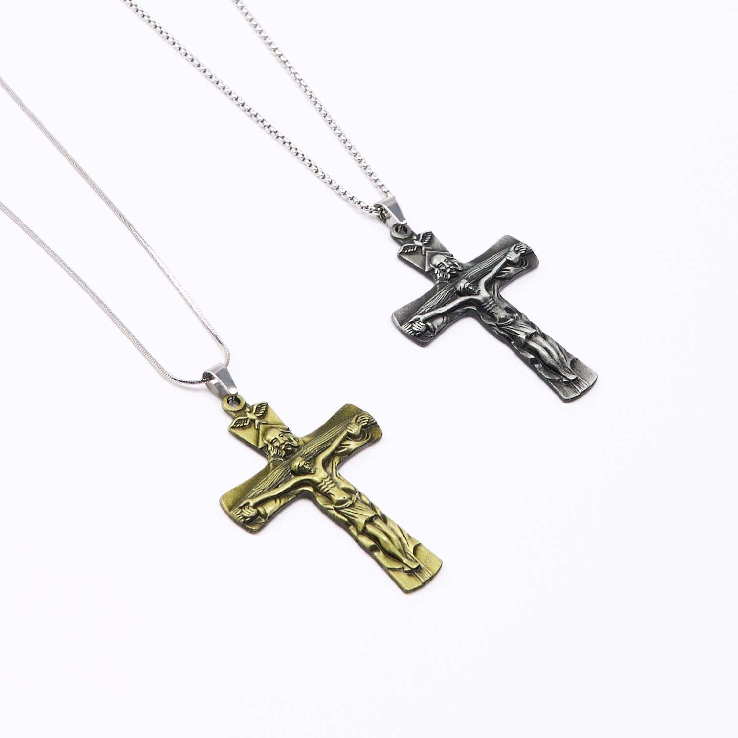Christiandiscipleshop Classic Style Trinity Cross Father & Son & Holy Spirit Pendant Necklace