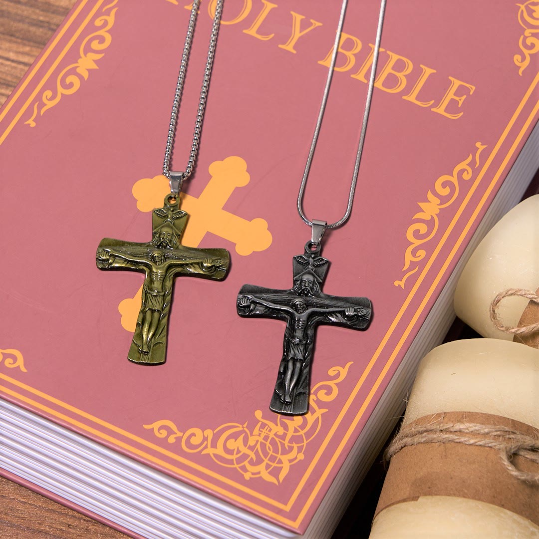 Christiandiscipleshop Classic Style Trinity Cross Father & Son & Holy Spirit Pendant Necklace