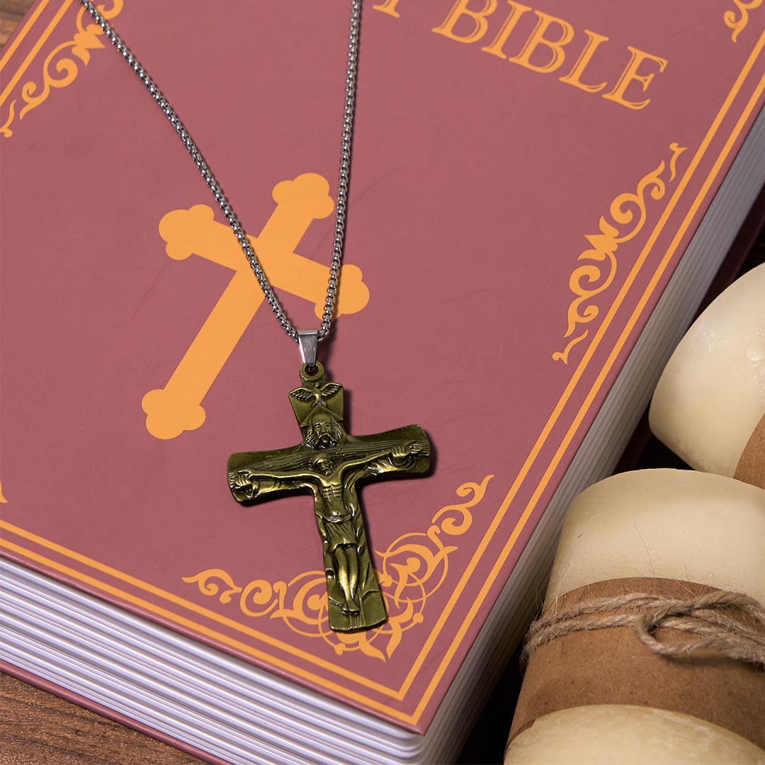 Christiandiscipleshop Classic Style Trinity Cross Father & Son & Holy Spirit Pendant Necklace