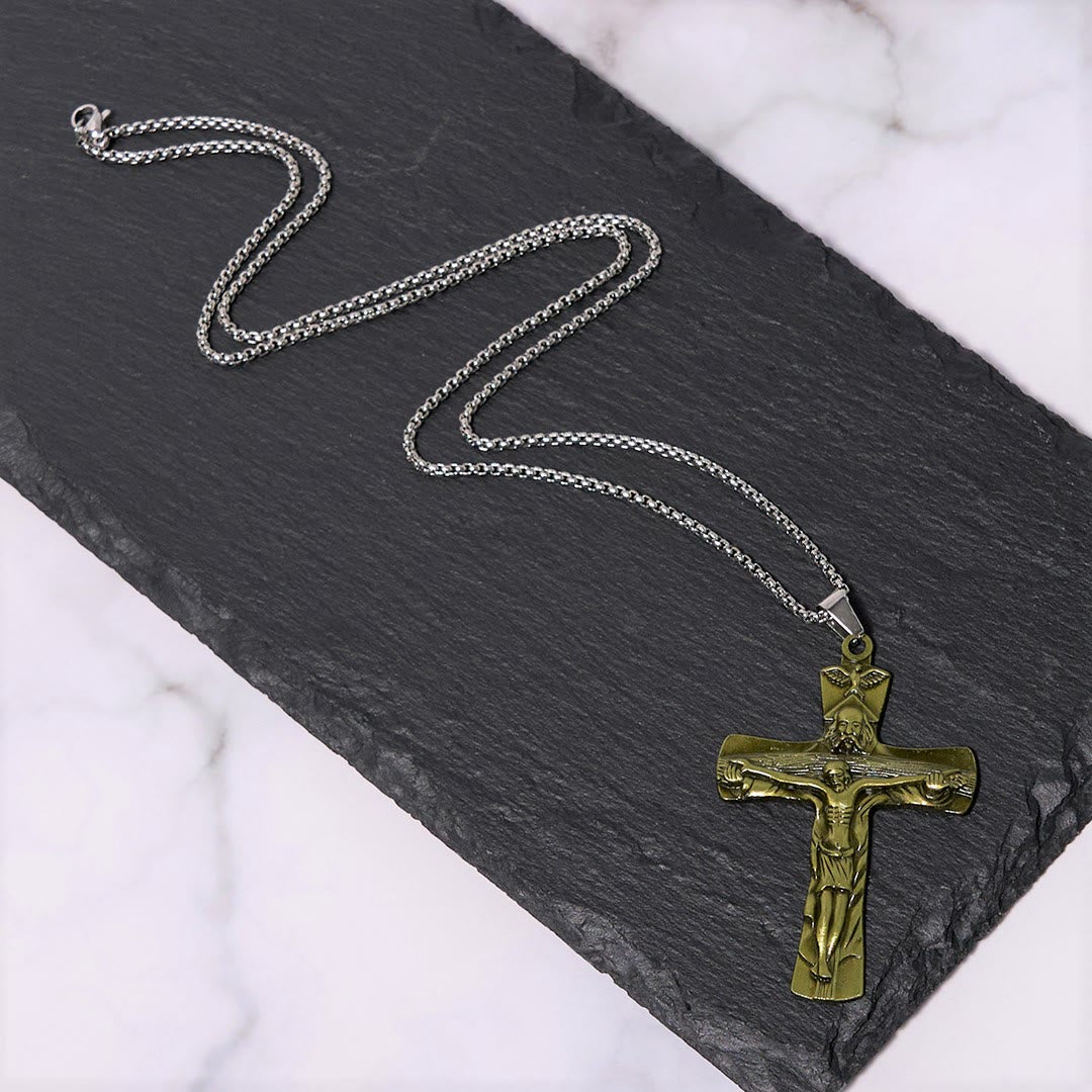 Christiandiscipleshop Classic Style Trinity Cross Father & Son & Holy Spirit Pendant Necklace