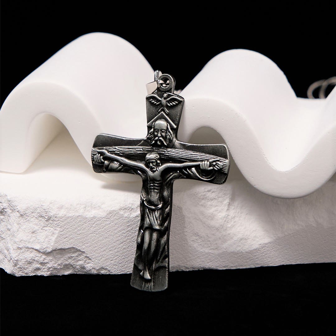 Christiandiscipleshop Classic Style Trinity Cross Father & Son & Holy Spirit Pendant Necklace