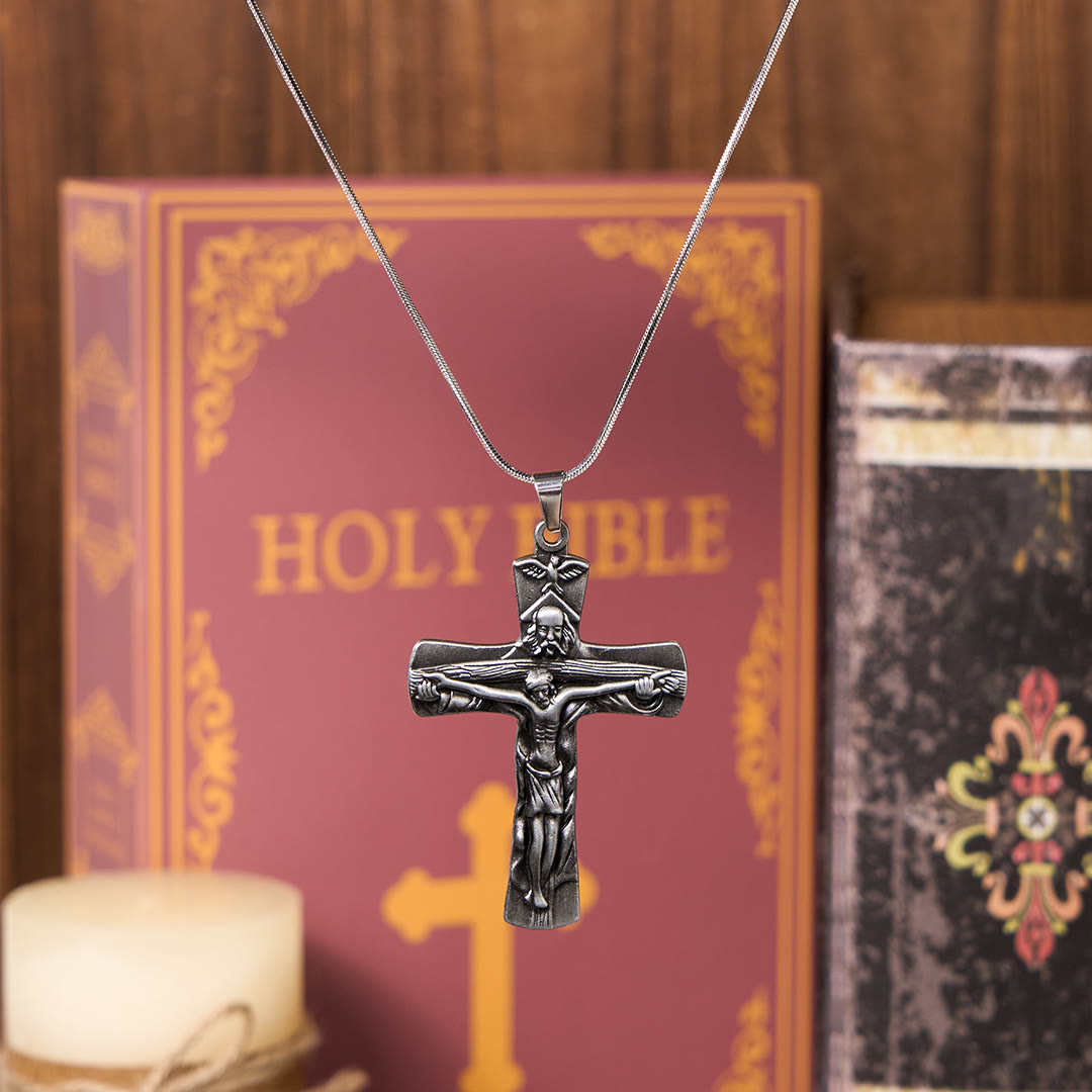 Christiandiscipleshop Classic Style Trinity Cross Father & Son & Holy Spirit Pendant Necklace