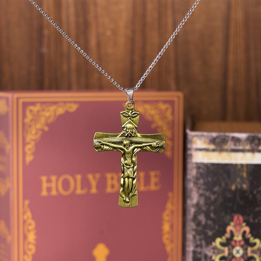 Christiandiscipleshop Classic Style Trinity Cross Father & Son & Holy Spirit Pendant Necklace