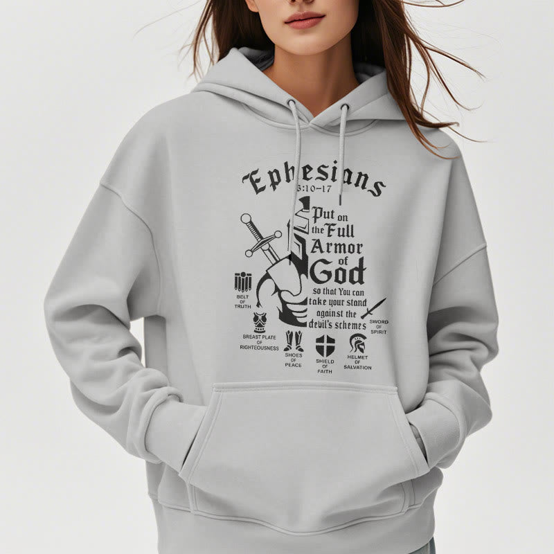 Christiandiscipleshop Quotation Style Full Armor of God Fleece Lined Polyester Hoodie