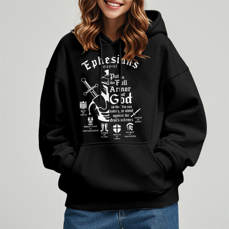 Christiandiscipleshop Quotation Style Full Armor of God Fleece Lined Polyester Hoodie