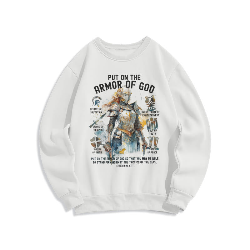 Christiandiscipleshop Colored Style Put On The Armor of God Fleece Lined Polyester Sweatshirt