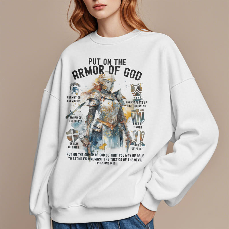 Christiandiscipleshop Colored Style Put On The Armor of God Fleece Lined Polyester Sweatshirt