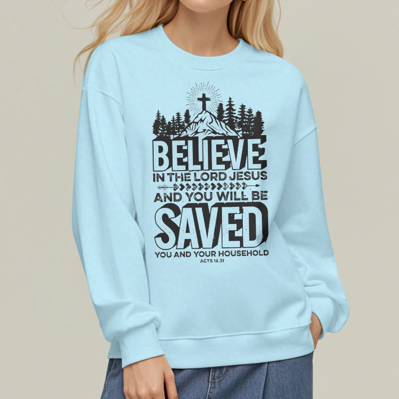 christiandiscipleshop Modern Style Believe In The Jesus Lord Fleece Lined Polyester Sweatshirt
