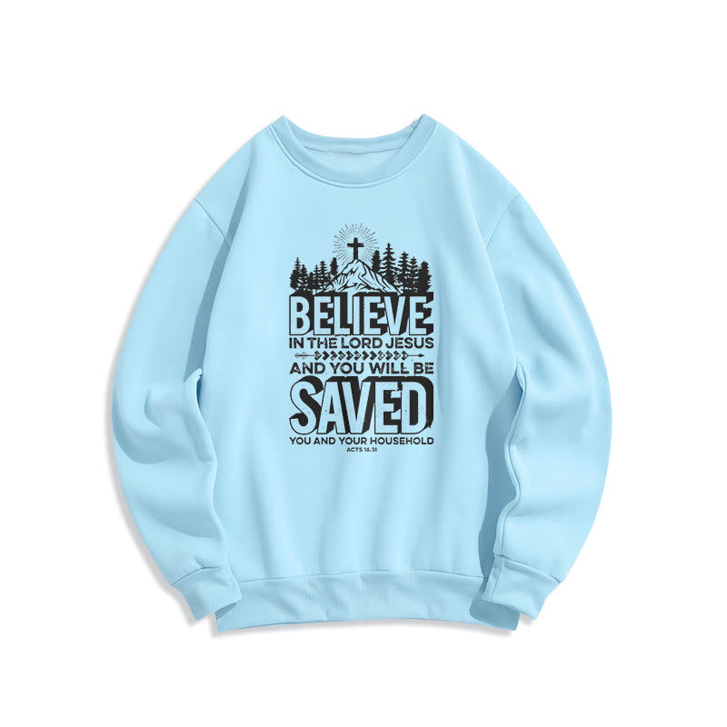 christiandiscipleshop Modern Style Believe In The Jesus Lord Fleece Lined Polyester Sweatshirt