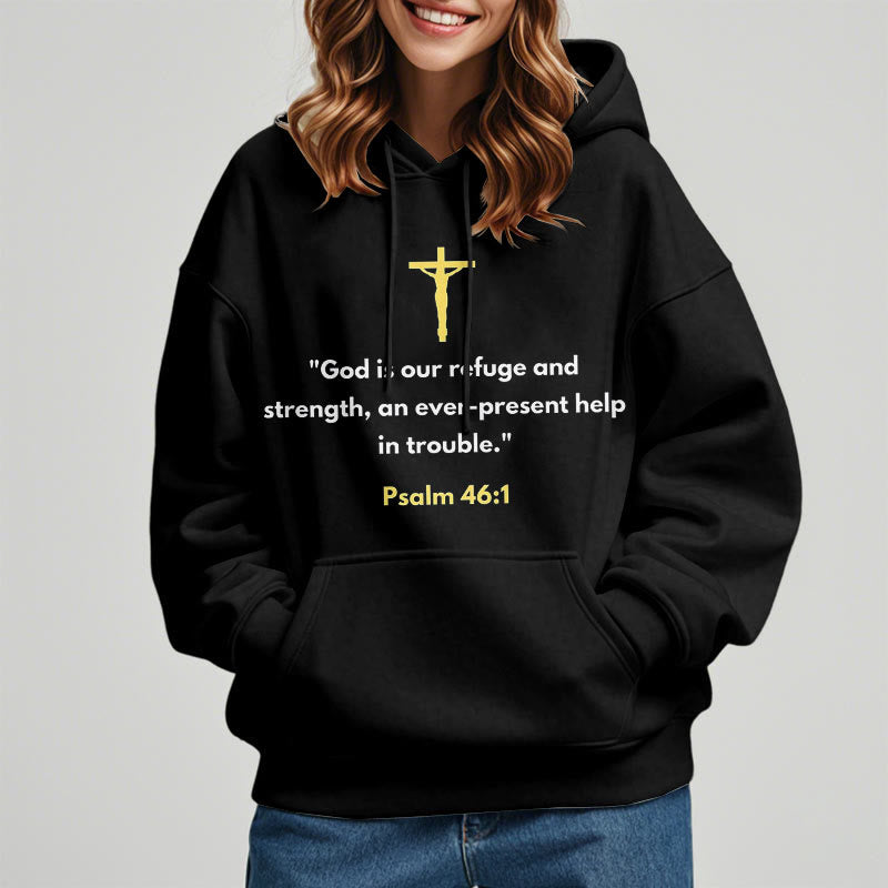 Christiandiscipleshop Classic Style God Is Our Refuge And Strength Fleece Lined Polyester Hoodie