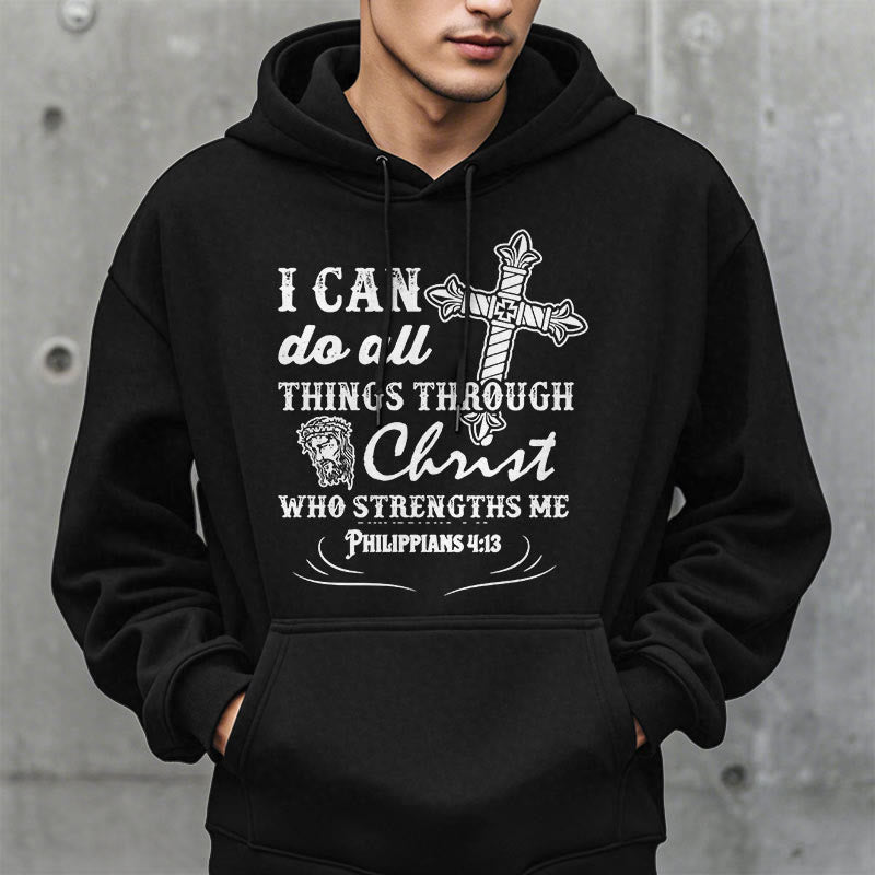 Christiandiscipleshop Quotation Style I Can Do All Things Fleece Lined Polyester Hoodie