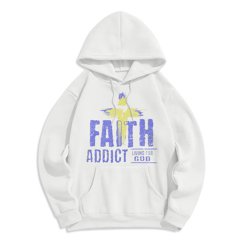 Christiandiscipleshop Colored Style Faith Addict Living For God Fleece Lined Polyester Hoodie