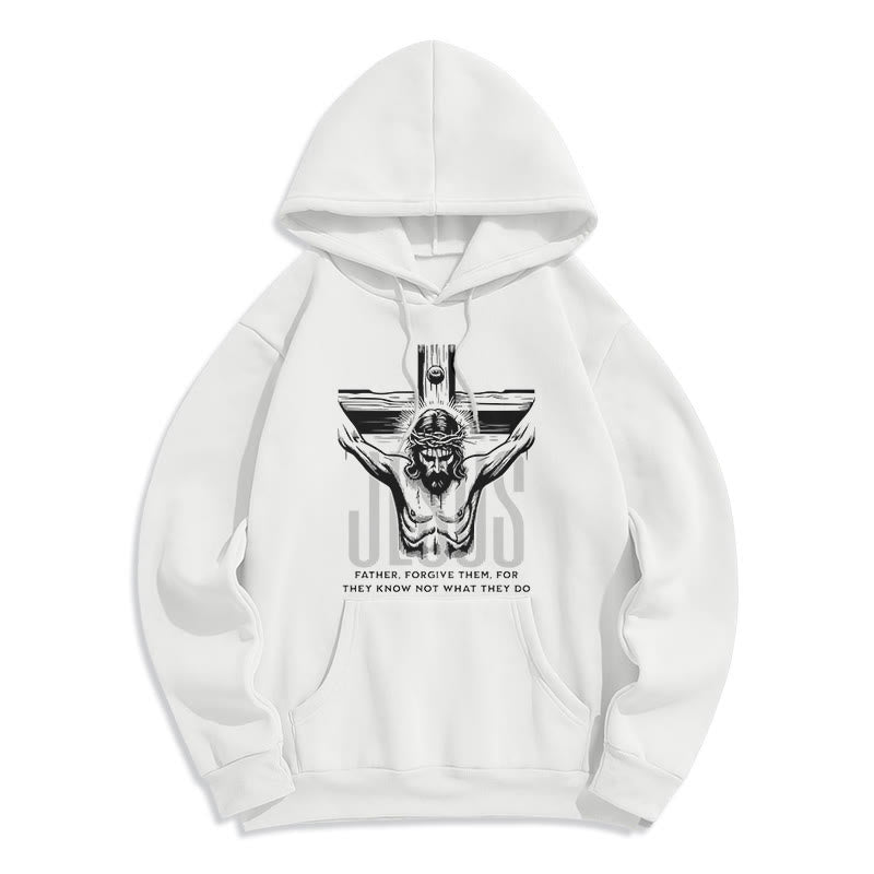 Christiandiscipleshop Classic Style Father Forgive Them Crucifix Fleece Lined Polyester Hoodie