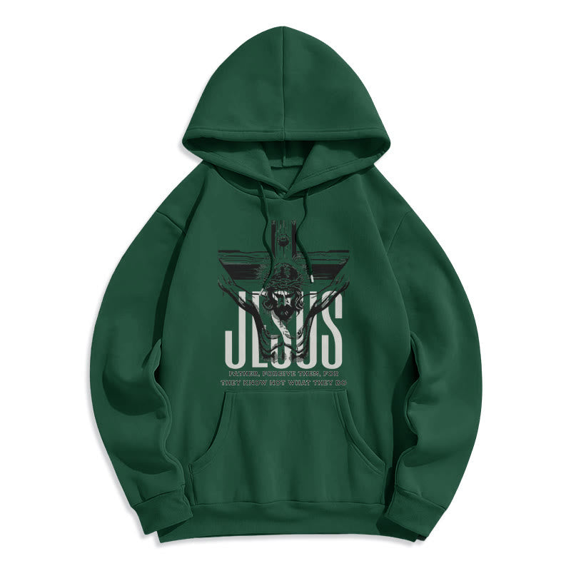 Christiandiscipleshop Classic Style Father Forgive Them Crucifix Fleece Lined Polyester Hoodie