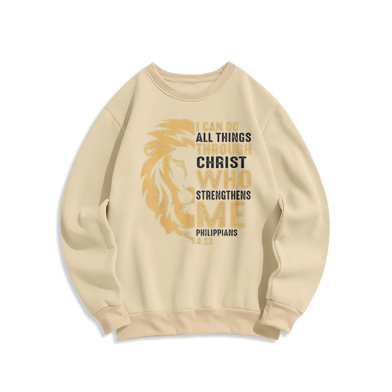 Christiandiscipleshop Quotation Style Christ Strengthens Me Fleece Lined Polyester Sweatshirt