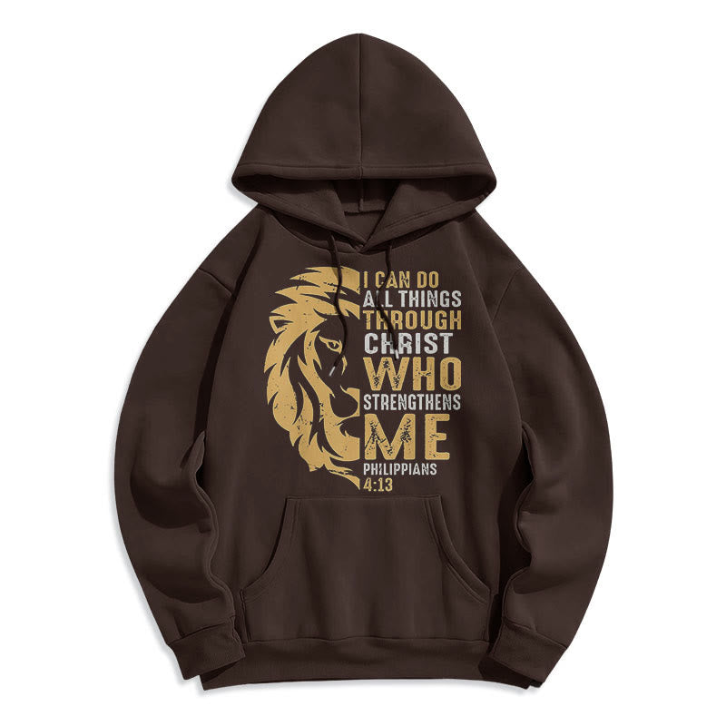Christiandiscipleshop Quotation Style Christ Strengthens Me Fleece Lined Polyester Hoodie
