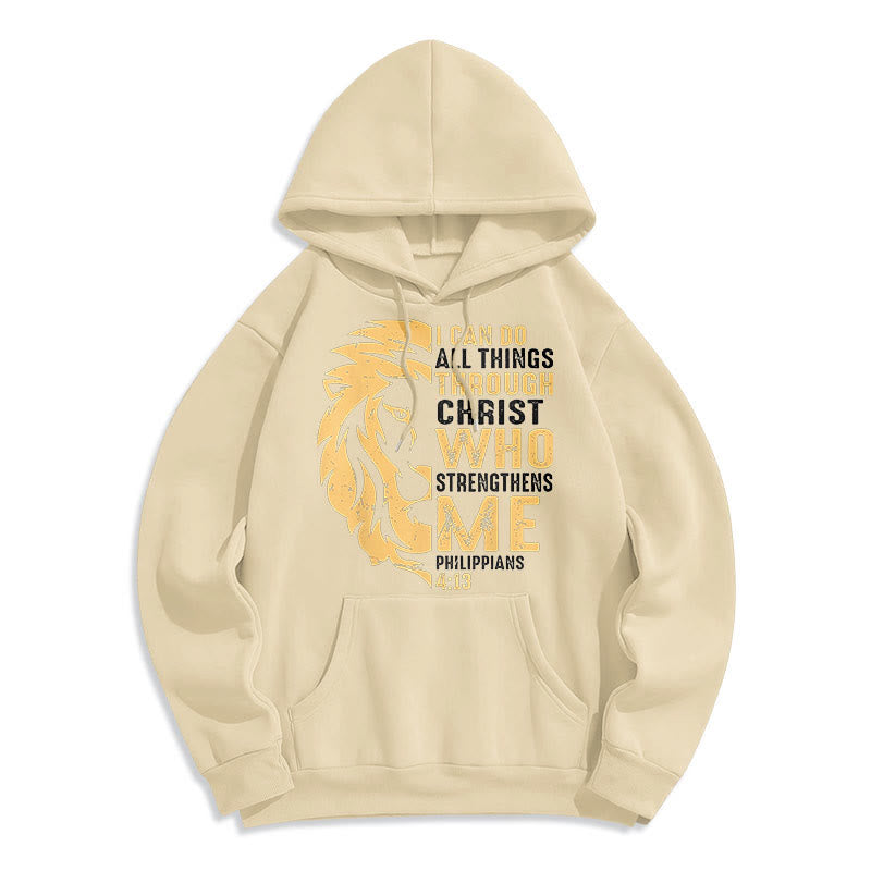 Christiandiscipleshop Quotation Style Christ Strengthens Me Fleece Lined Polyester Hoodie
