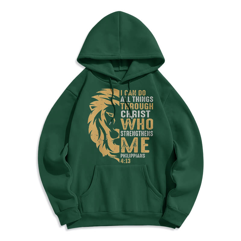 Christiandiscipleshop Quotation Style Christ Strengthens Me Fleece Lined Polyester Hoodie