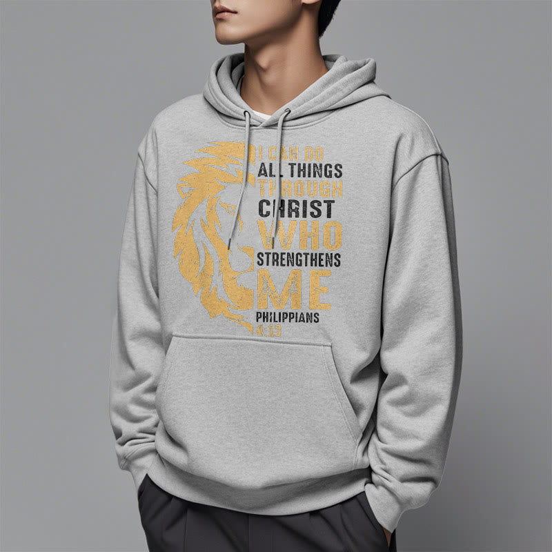 Christiandiscipleshop Quotation Style Christ Strengthens Me Fleece Lined Polyester Hoodie