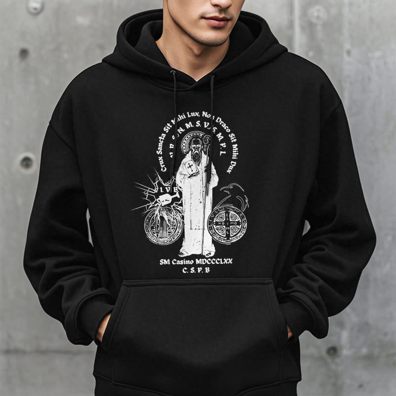 Christiandiscipleshop Classic Style St. Benedict Figure Fleece Lined Polyester Hoodie
