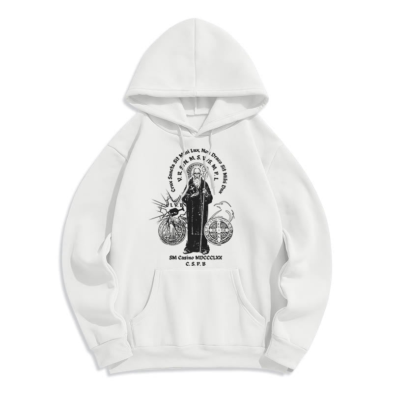 Christiandiscipleshop Classic Style St. Benedict Figure Fleece Lined Polyester Hoodie