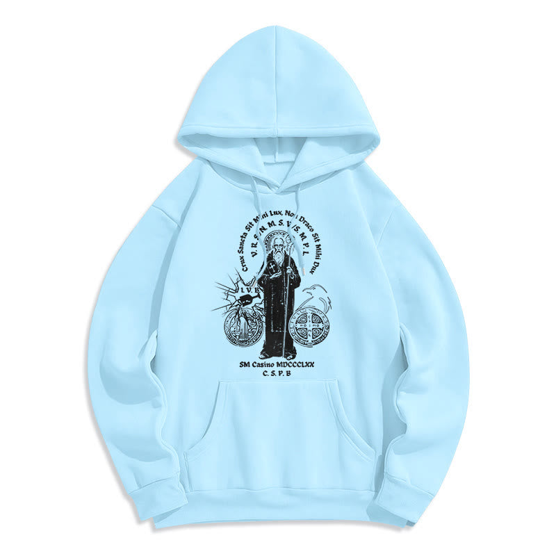 Christiandiscipleshop Classic Style St. Benedict Figure Fleece Lined Polyester Hoodie