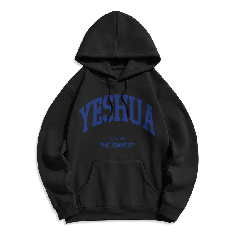 Christiandiscipleshop Classic Style Yeshua He Saves Fleece Lined Polyester Hoodie