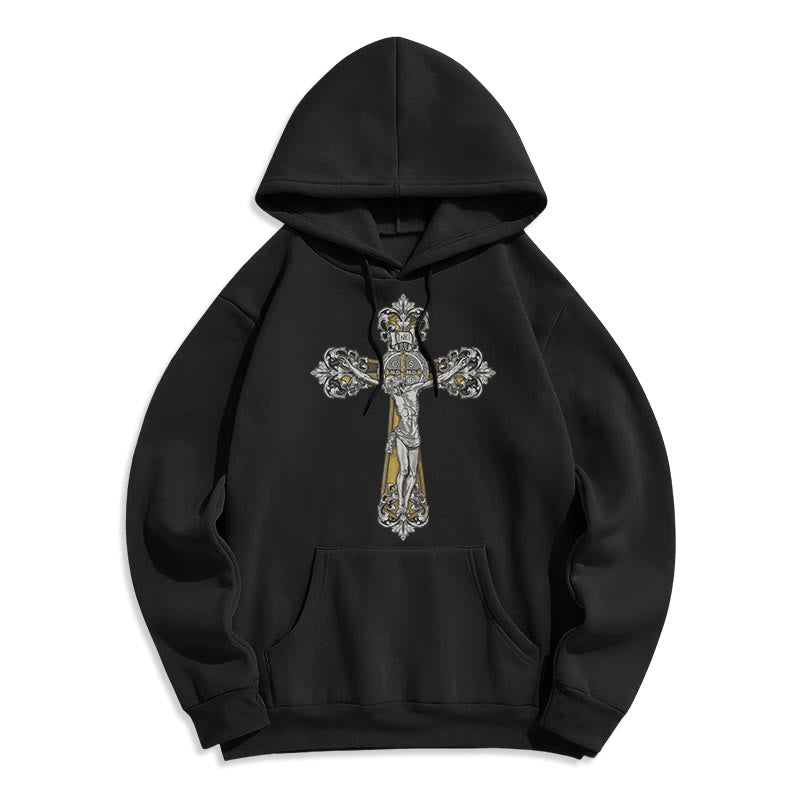 Christiandiscipleshop Classic Style St. Benedict Cruxifix Faith Fleece Lined Polyester Hoodie