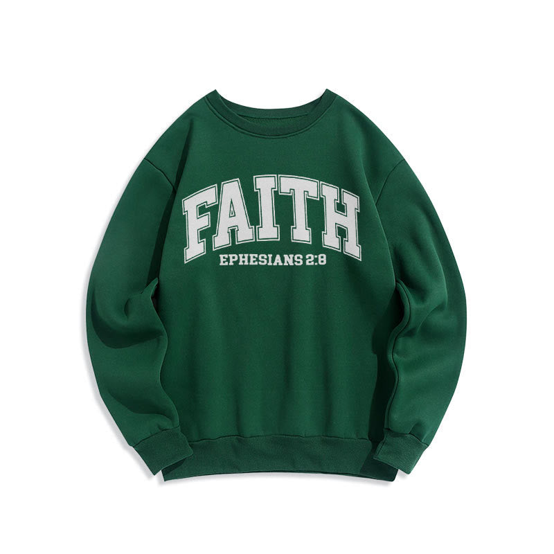 christiandiscipleshop Modern Style Faith Ephesians 2 : 8 Fleece Lined Polyester Sweatshirt