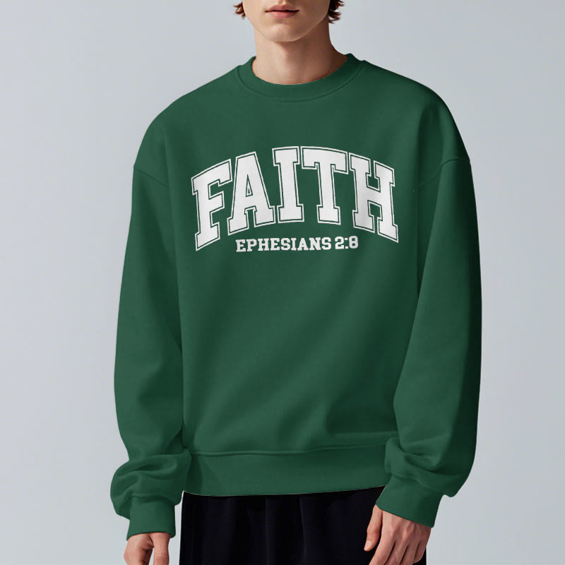 christiandiscipleshop Modern Style Faith Ephesians 2 : 8 Fleece Lined Polyester Sweatshirt