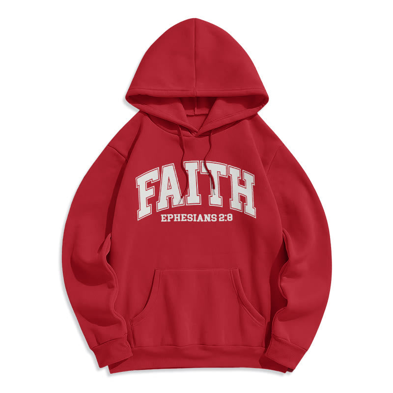 christiandiscipleshop Modern Style Faith Ephesians 2 : 8 Fleece Lined Polyester Hoodie