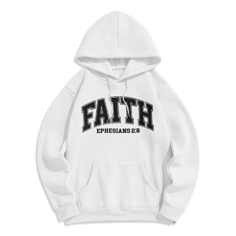 christiandiscipleshop Modern Style Faith Ephesians 2 : 8 Fleece Lined Polyester Hoodie