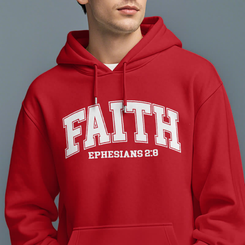 christiandiscipleshop Modern Style Faith Ephesians 2 : 8 Fleece Lined Polyester Hoodie