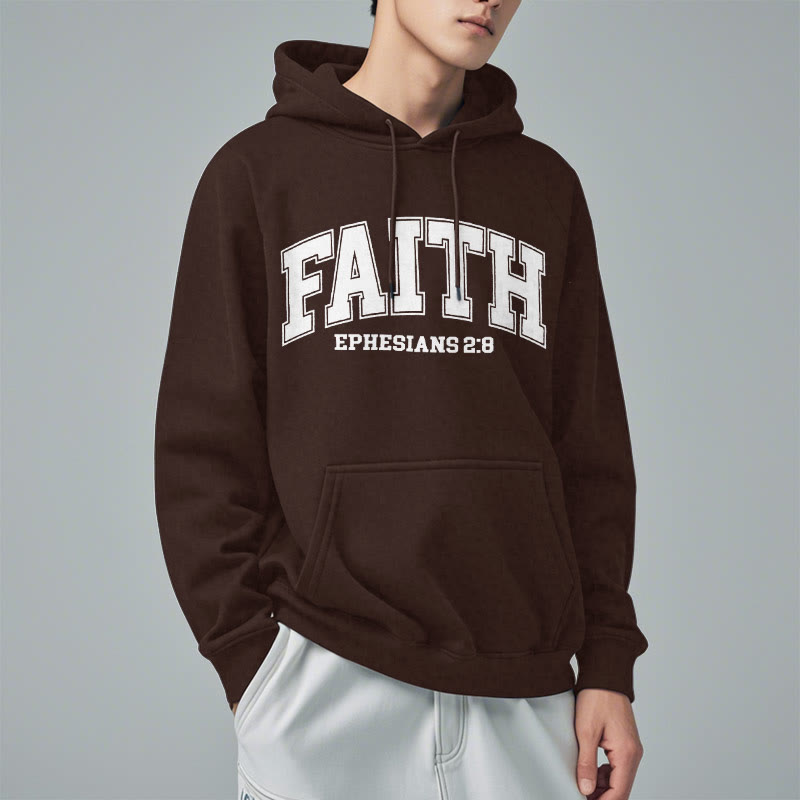 christiandiscipleshop Modern Style Faith Ephesians 2 : 8 Fleece Lined Polyester Hoodie