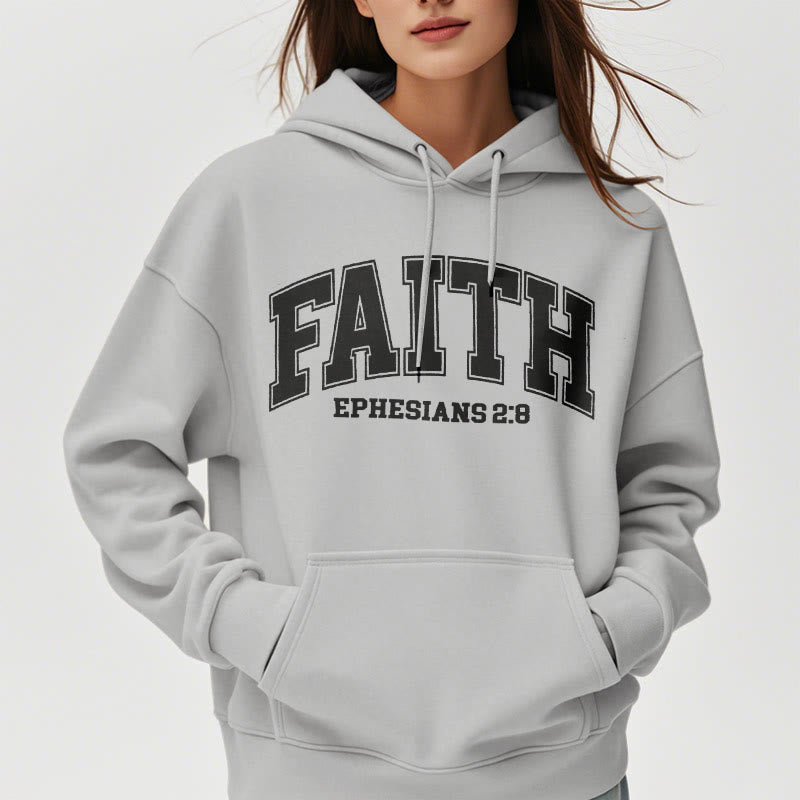 christiandiscipleshop Modern Style Faith Ephesians 2 : 8 Fleece Lined Polyester Hoodie