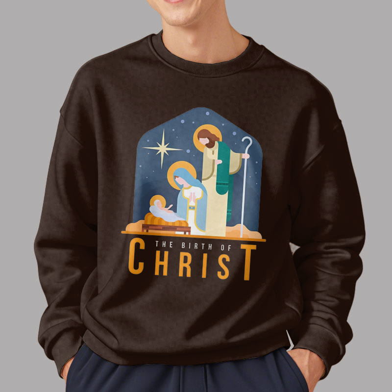 Christiandiscipleshop Colored Style Birth Of Christ Nativity Scene Fleece Lined Polyester Sweatshirt