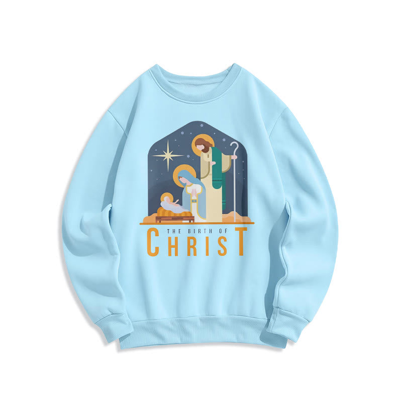 Christiandiscipleshop Colored Style Birth Of Christ Nativity Scene Fleece Lined Polyester Sweatshirt
