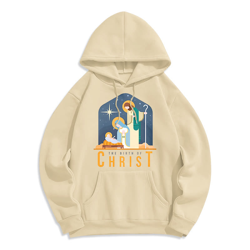 Christiandiscipleshop Colored Style Birth Of Christ Nativity Scene Fleece Lined Polyester Hoodie
