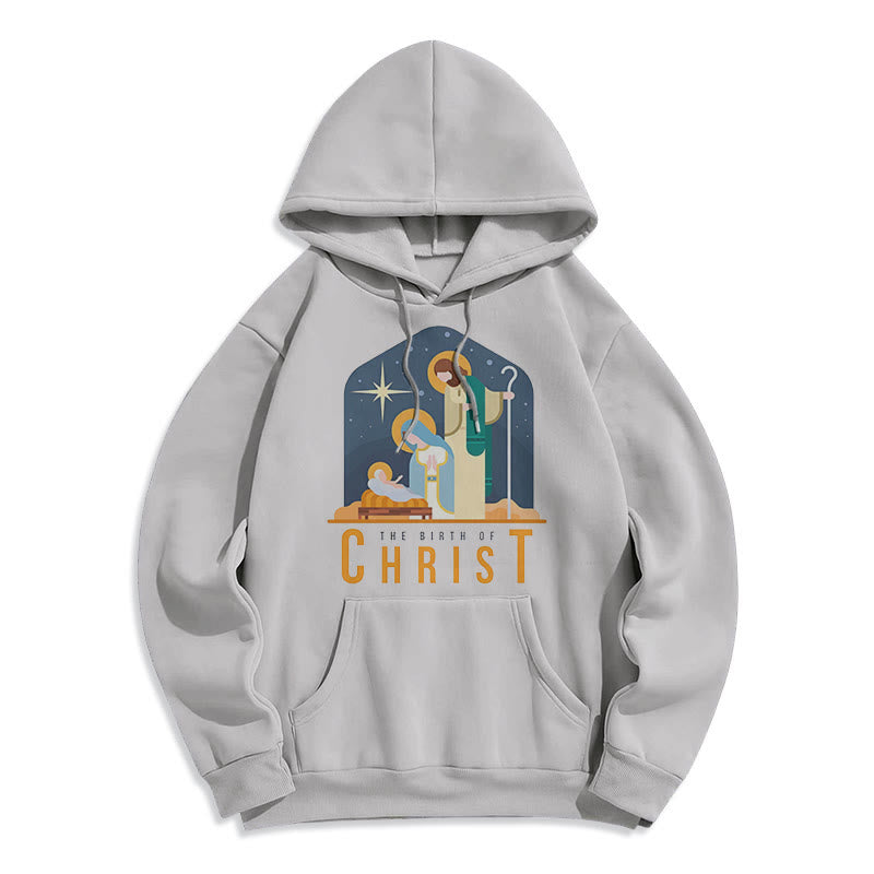Christiandiscipleshop Colored Style Birth Of Christ Nativity Scene Fleece Lined Polyester Hoodie