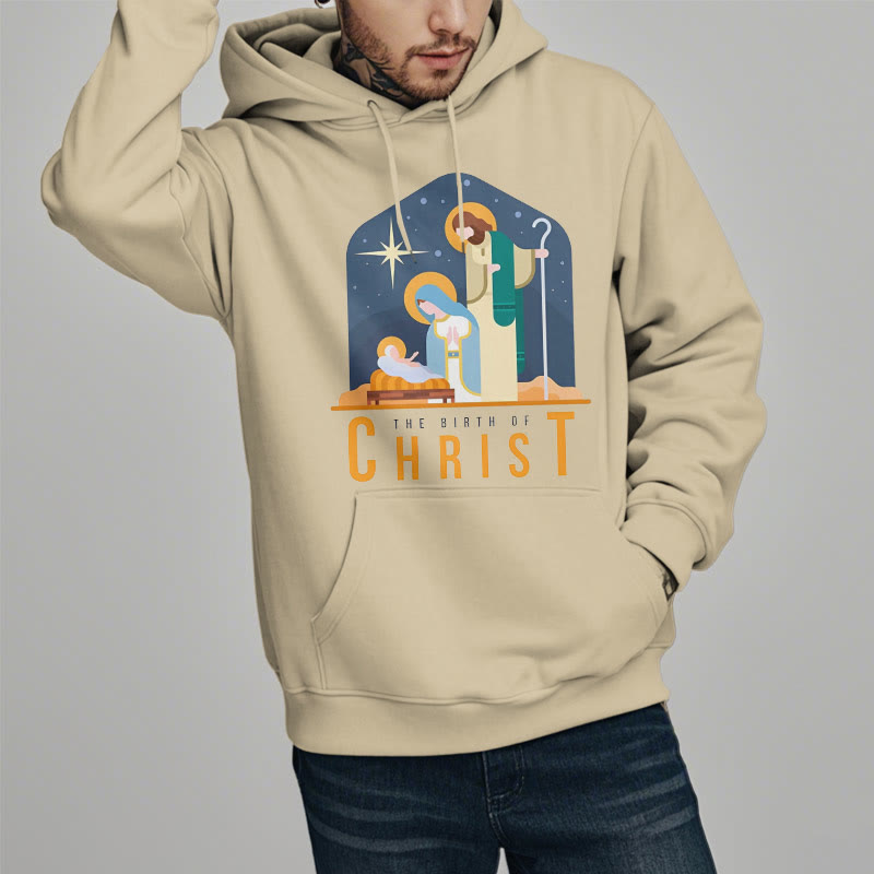 Christiandiscipleshop Colored Style Birth Of Christ Nativity Scene Fleece Lined Polyester Hoodie