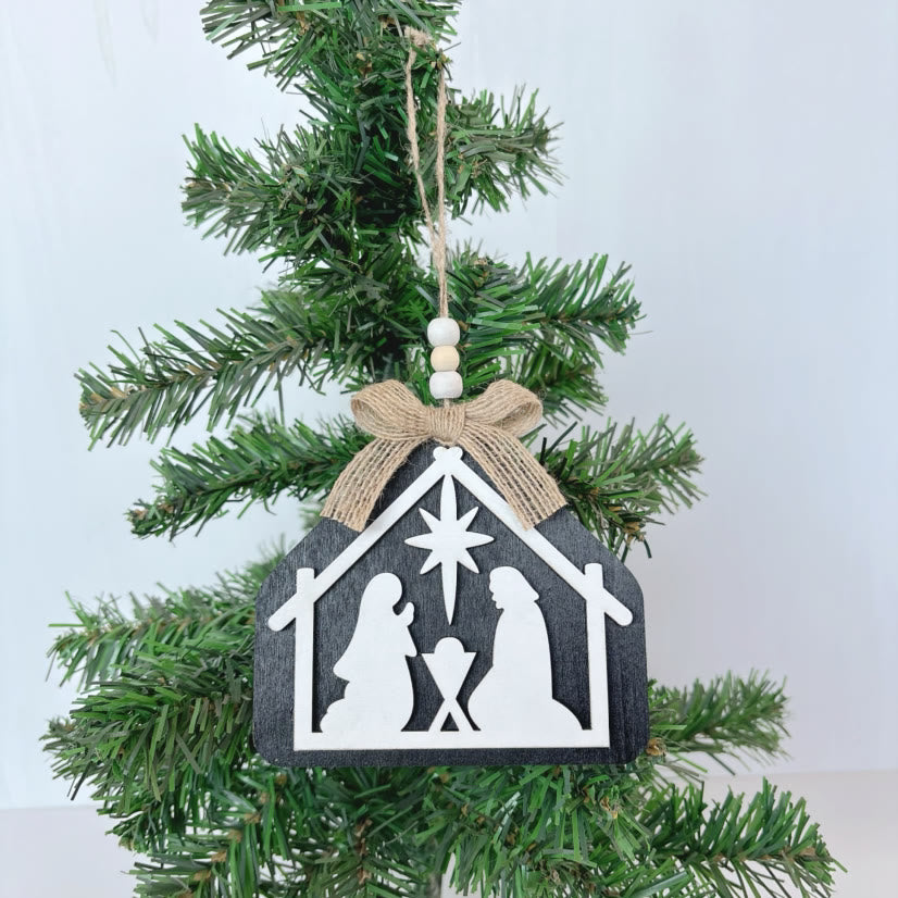 christiandiscipleshop Minimalist Style Nativity Scene Silhouette Christmas Nativity Hanging Ornaments