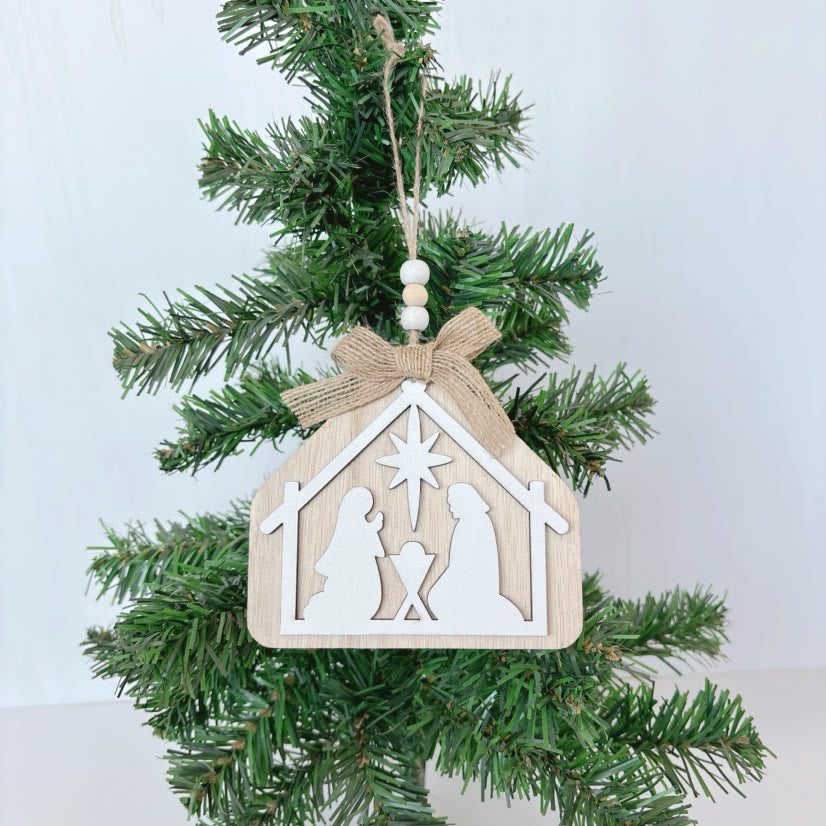 christiandiscipleshop Minimalist Style Nativity Scene Silhouette Christmas Nativity Hanging Ornaments