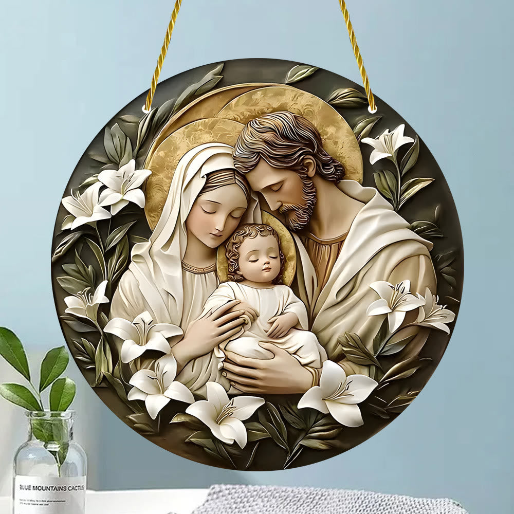 Christiandiscipleshop Classic Style Nativity Scene Floral Acrylic Christmas Nativity Hanging Ornaments
