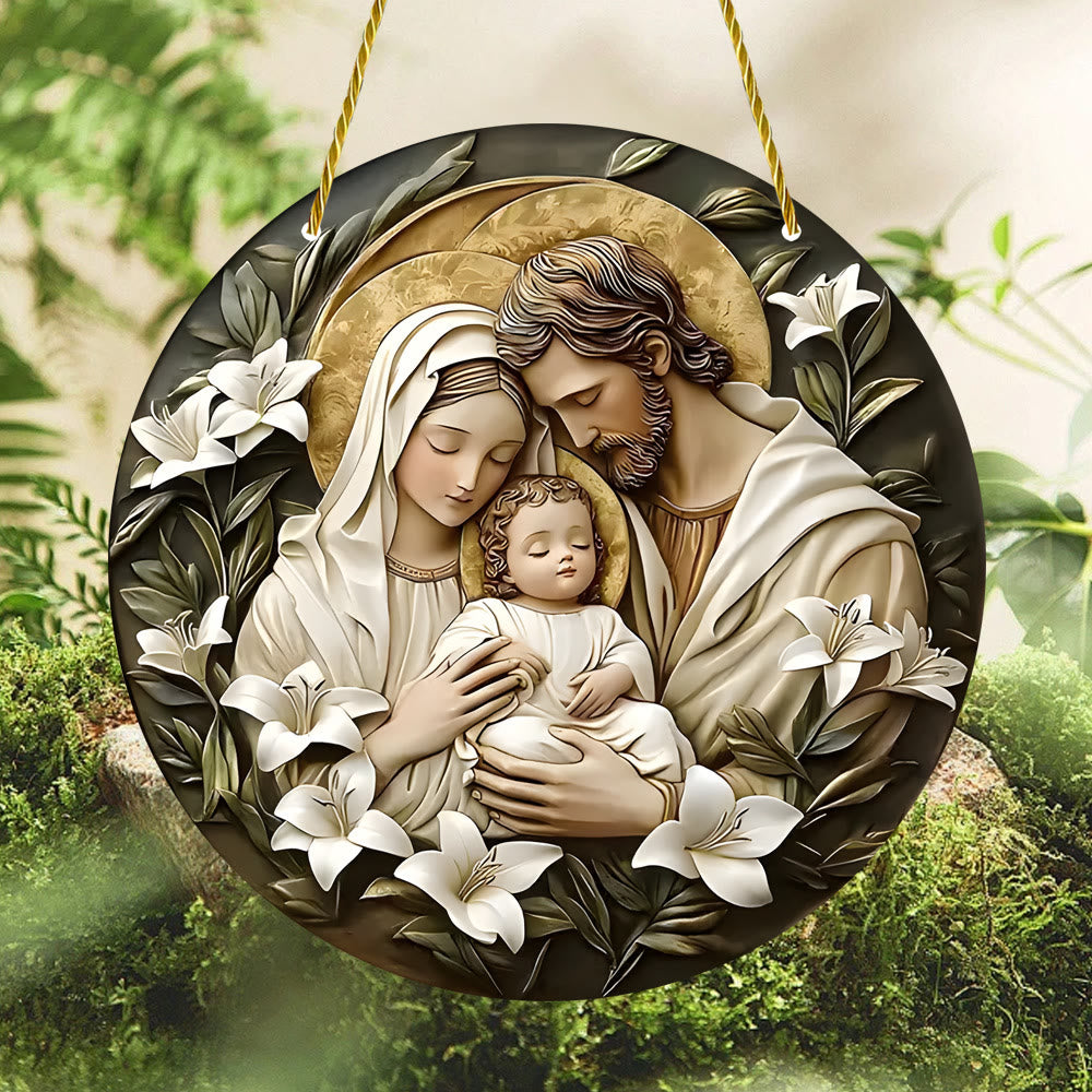 Christiandiscipleshop Classic Style Nativity Scene Floral Acrylic Christmas Nativity Hanging Ornaments