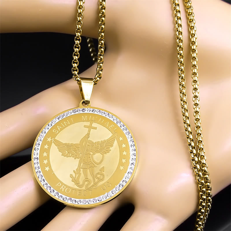 Christiandiscipleshop Classic Style Saint Michael Protect Us Sacred Blessing Pendant Necklace
